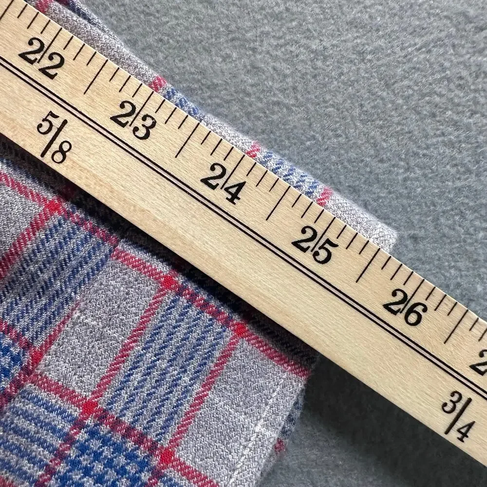 J Crew Men's Large Red Blue & Gray Flannel Button Down 100% Cotton